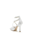 Square Open Toe Hollow Out Satin Stiletto Heels