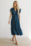 Willa Ruffle Dress in Teal FINAL SALE