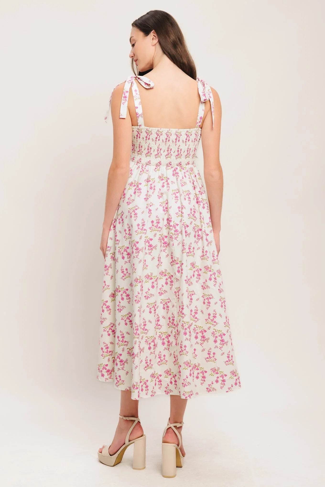 PETALS PROMISES PINK MIDI DRESS