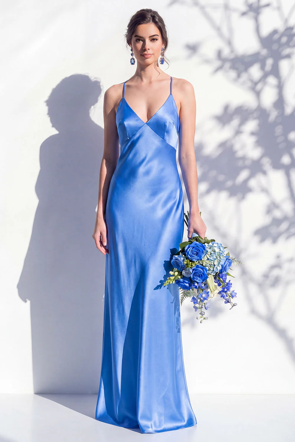 Satin Spaghetti Straps Sheath Sage Bridesmaid Dress