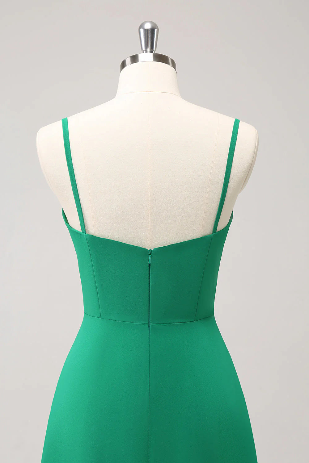 Elegant Green A Line Spaghetti Straps Bridesmaid Dress with Ruffle