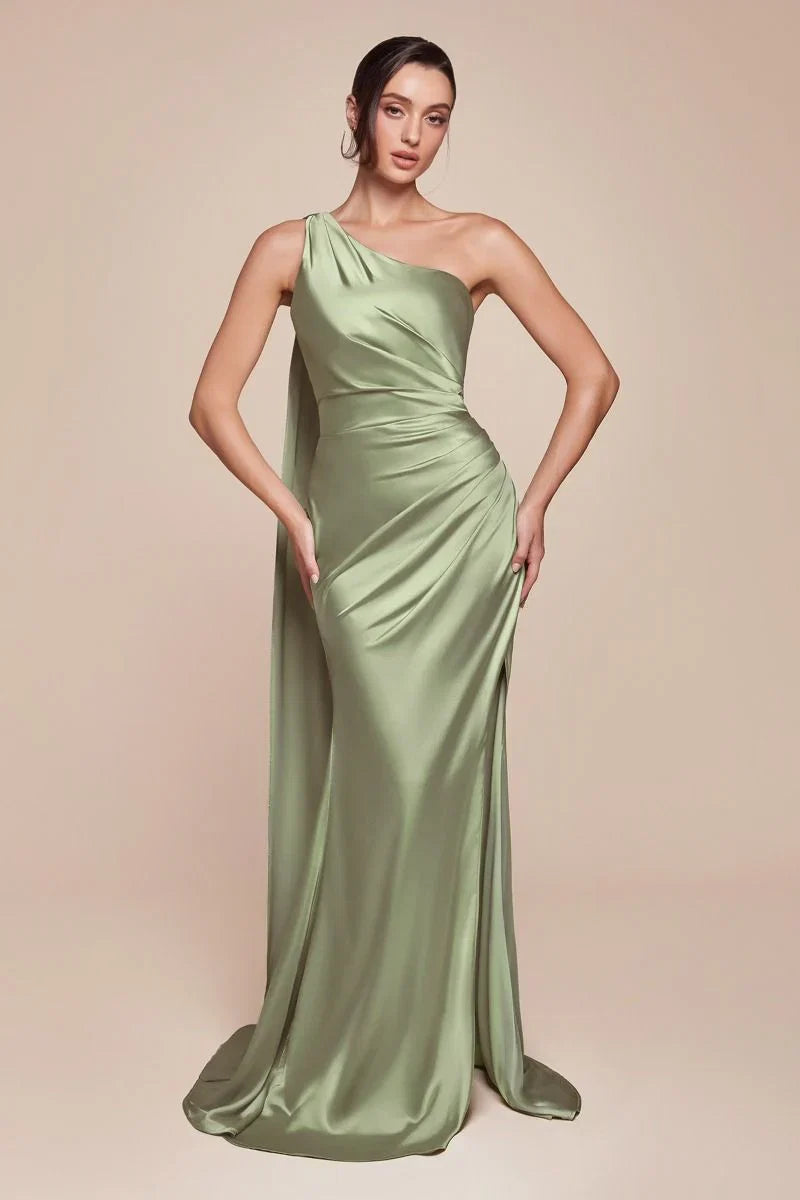 BRYCE GOWN ONE SHOULDER LUXE SATIN DRESS