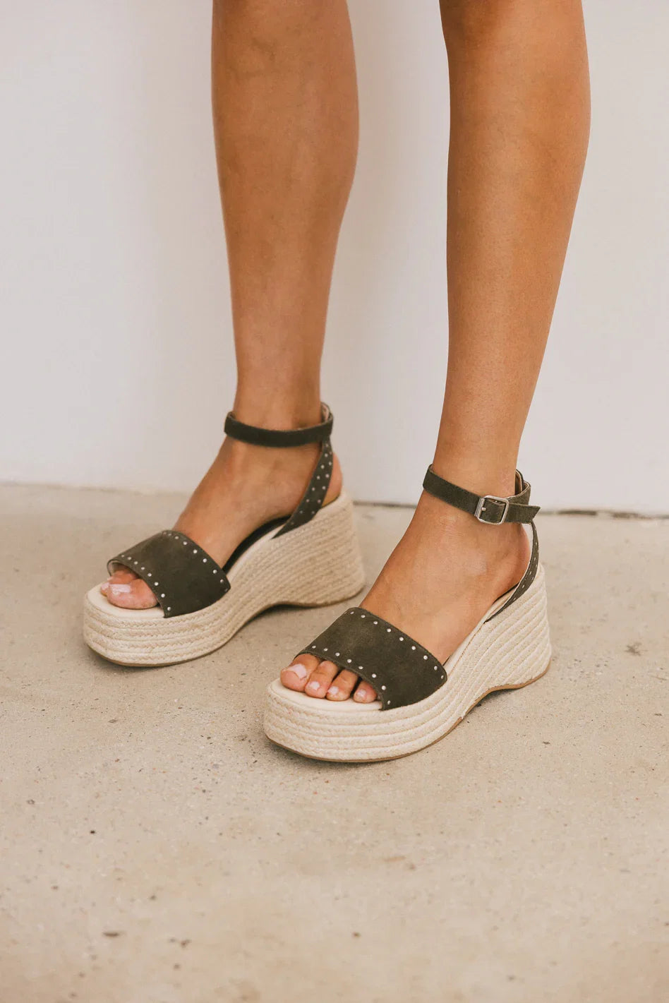 Pascha Wedge Sandal in Olive FINAL SALE