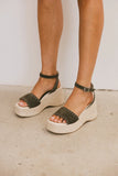 Pascha Wedge Sandal in Olive FINAL SALE