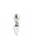 White Satin Heels with Cross Strap Design and Pearl Accented Buckle
