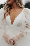 Fairy Mermaid Satin Long Wedding Dresses with Long Sleeves