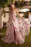 A1035 Portrait of a Rose Printed Organza Gown Andrea Leo Couture