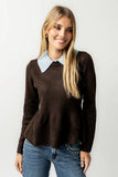 Libby Peplum Sweater in Brown FINAL SALE