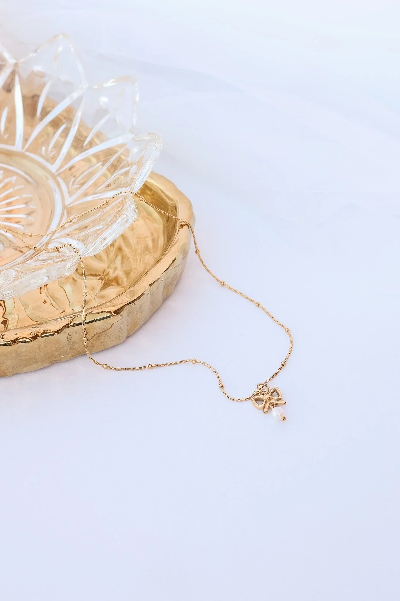 Jane Bow Pearl Necklace