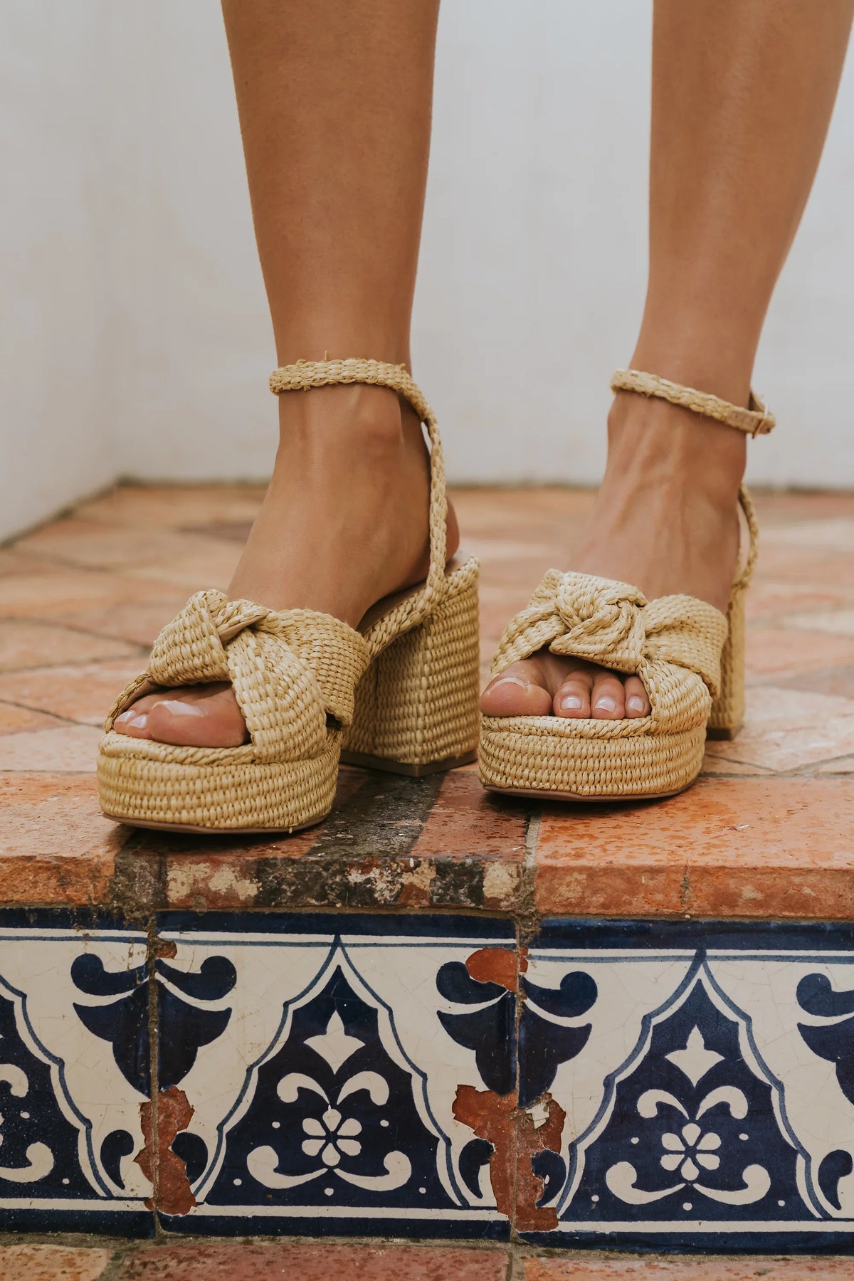 Reese Raffia Block Heels