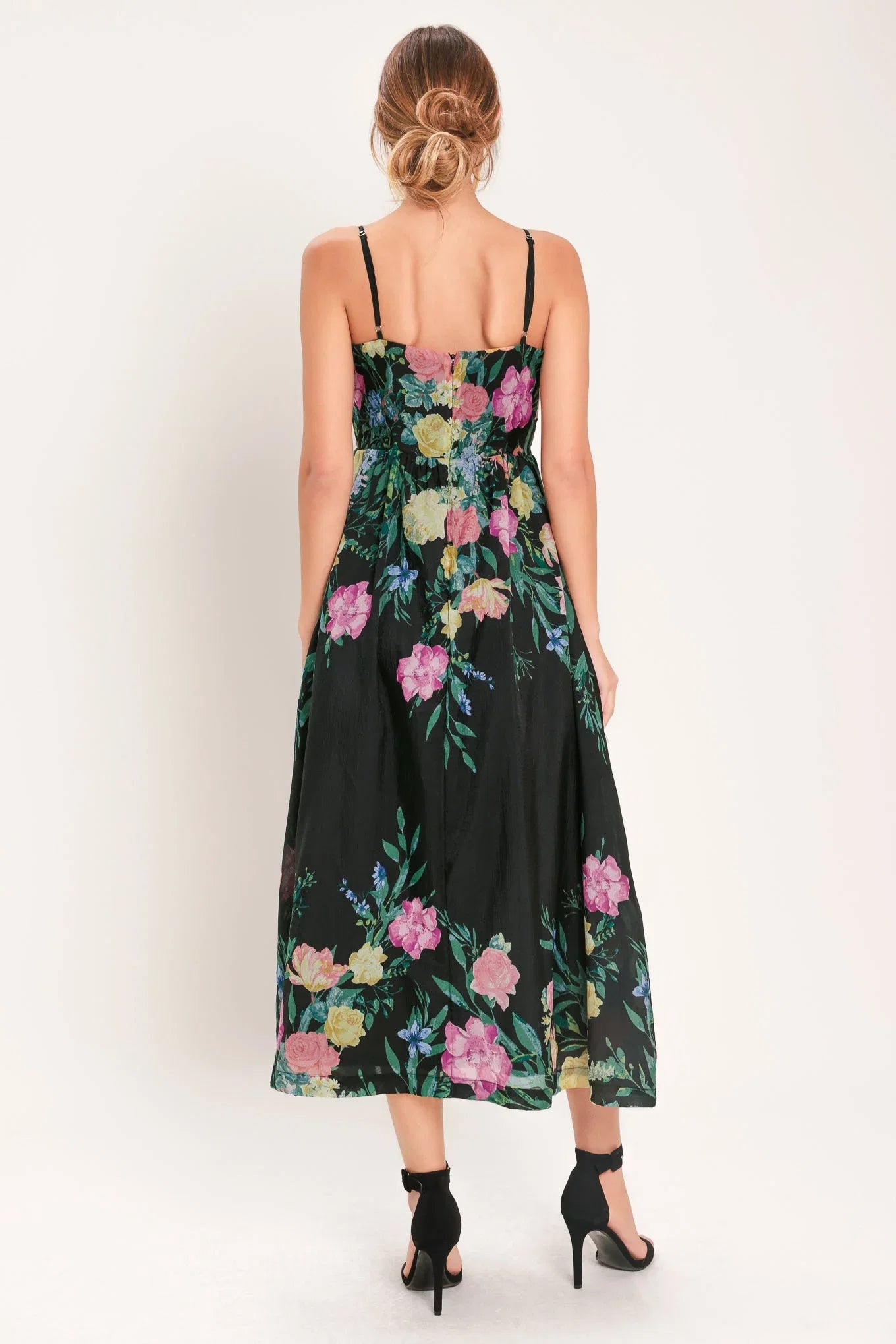 SHADOW FLORAL MIDI DRESS