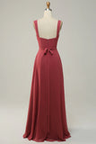 Desert Rose Sweetheart Sleeveless Long Bridesmaid Dress With Slit