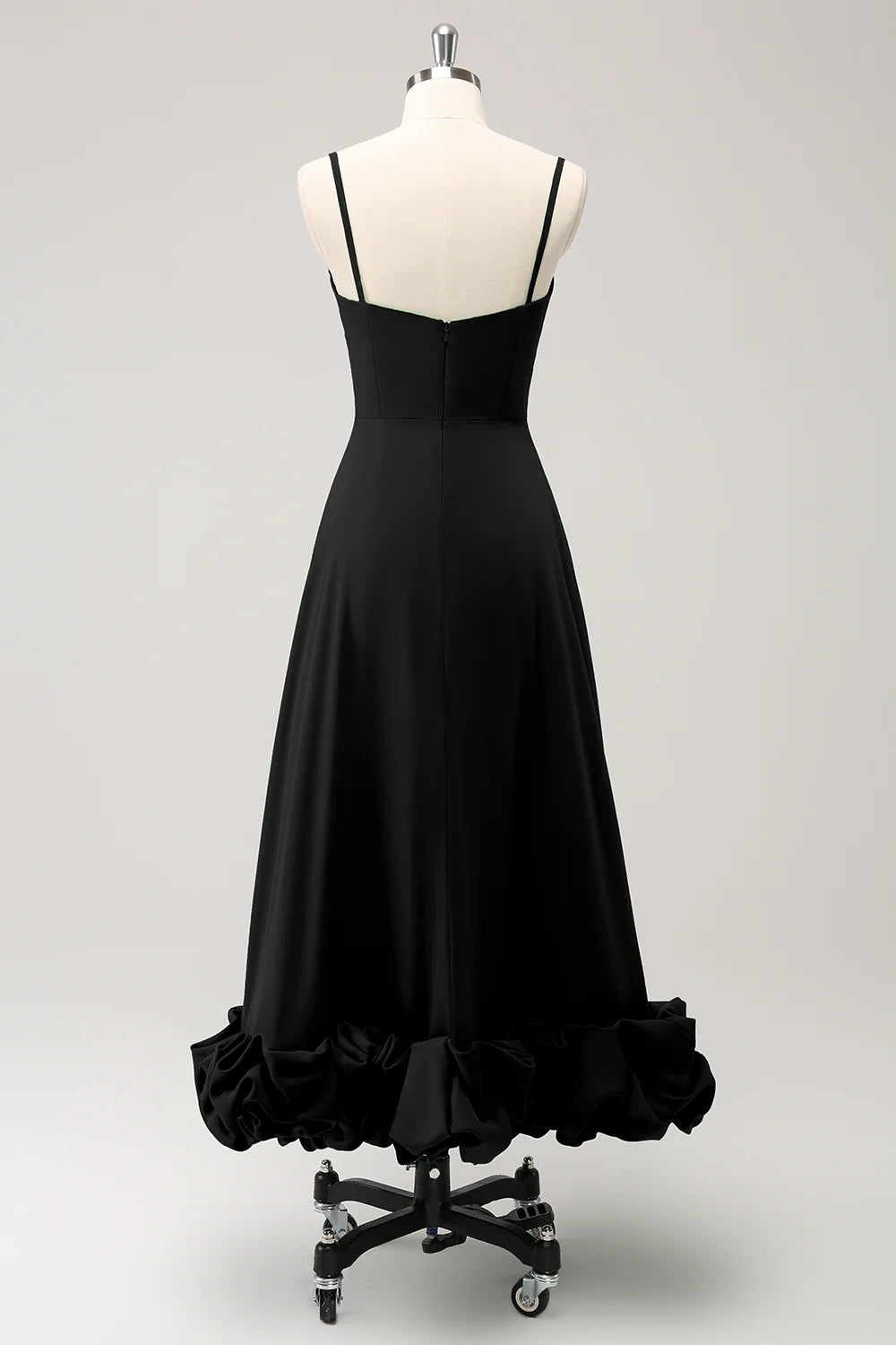 A Line Spaghetti Straps Ruched Long Bridesmaid Dress