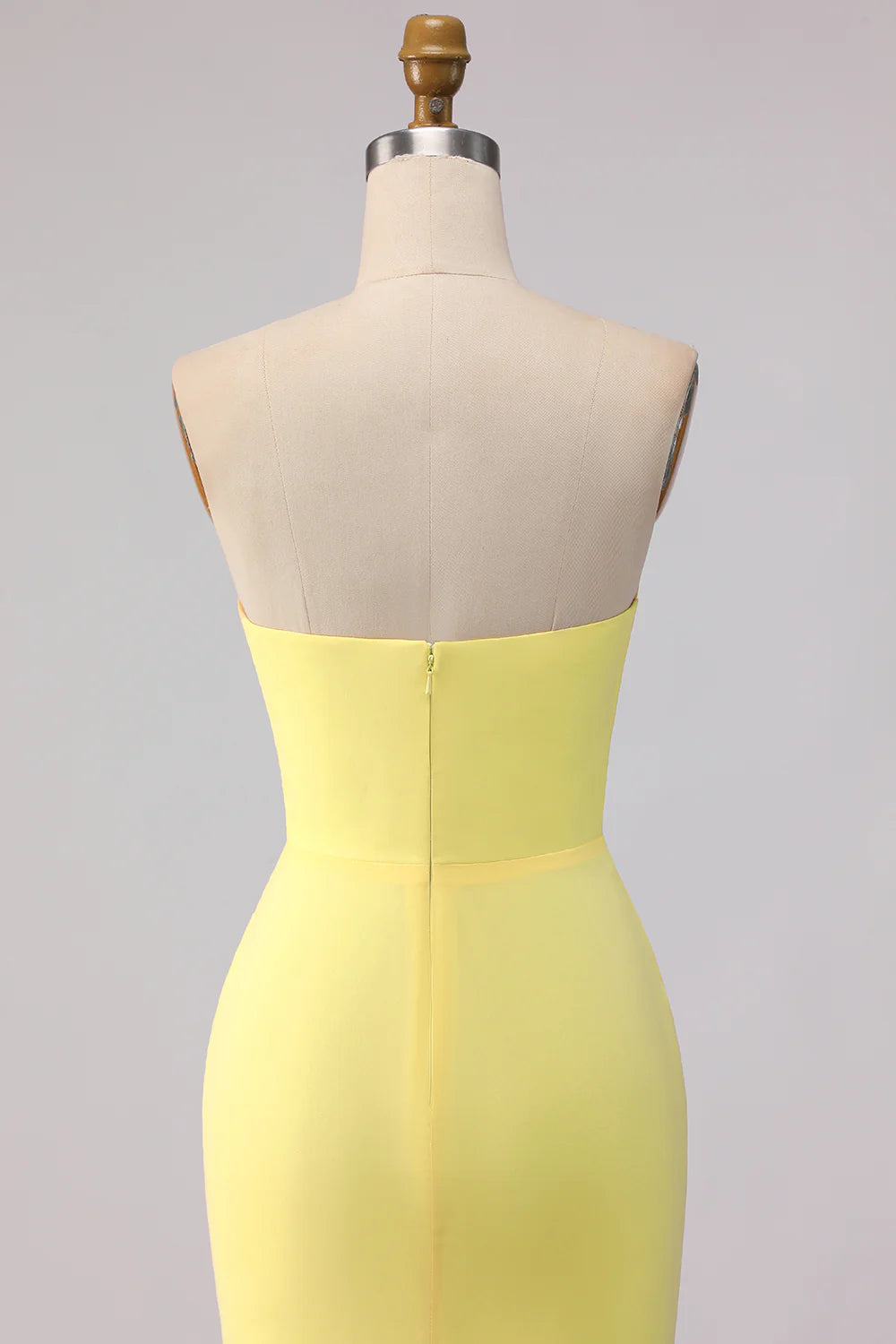 Yellow Strapless Mermaid Ruched Long Bridesmaid Dress