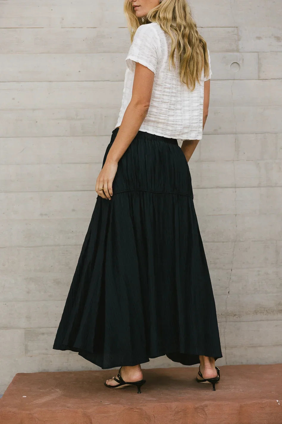 Phillipa Pleated Maxi Skirt in Navy FINAL SALE