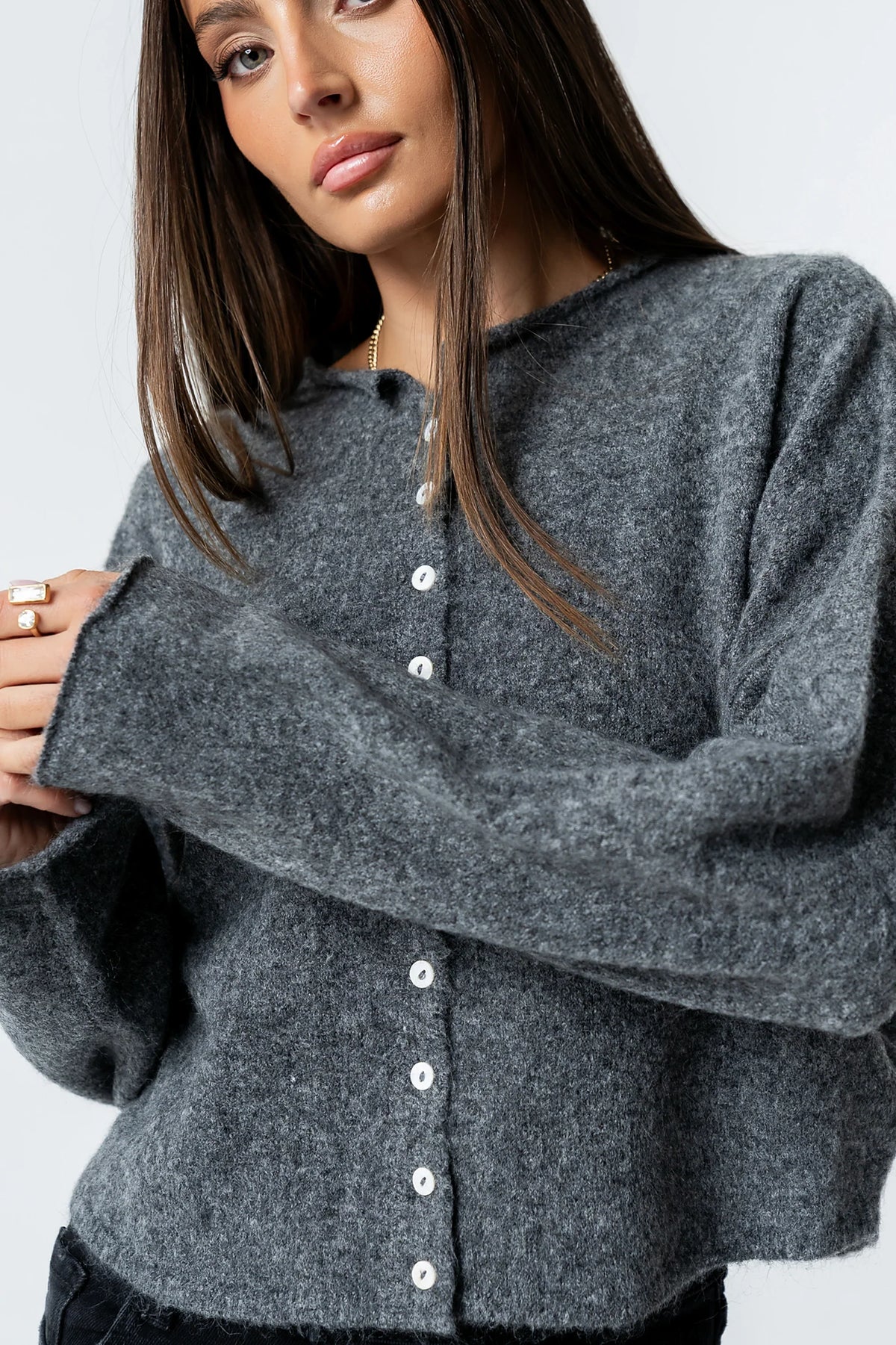 Maci Cardigan in Charcoal FINAL SALE