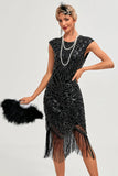 Sparkly Black Beaded Fringed Gatsby Dress