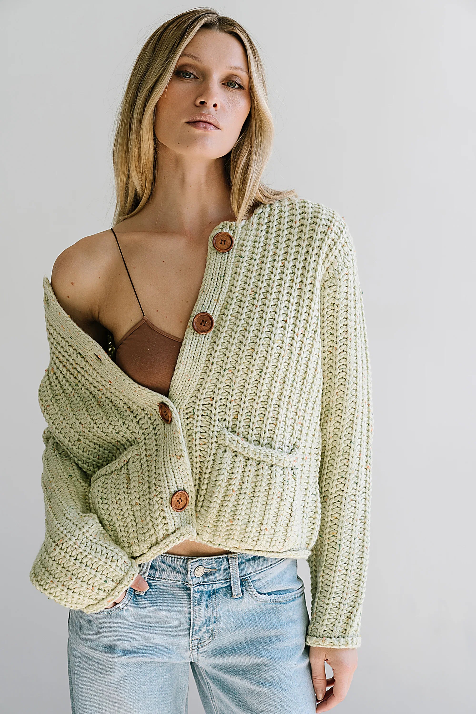 Holland Chunky Knit Cardigan in Sage FINAL SALE
