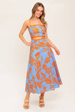 APRICOT SUNSET CUT OUT MIDI DRESS