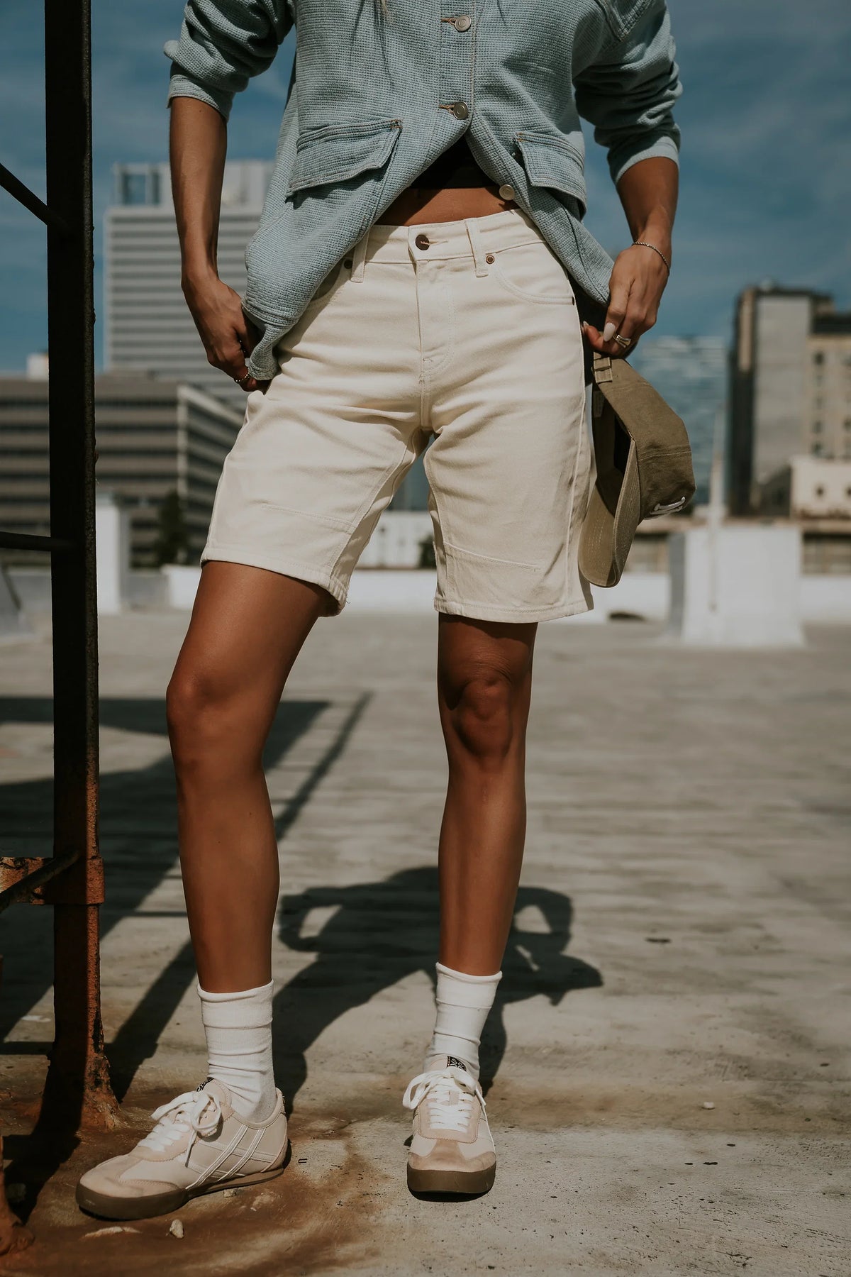 Layla Denim Shorts in Cream