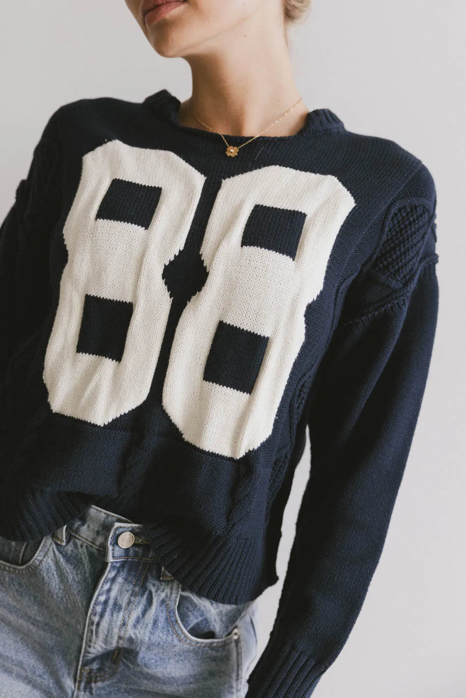 Jersey Cable Knit Sweater FINAL SALE