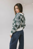 Cielo Checkered Sweater in Green FINAL SALE