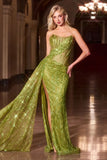 Stevie Gown Strapless Fitted Glitter Embellished Gown