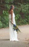 Off Shoulder Long Mermaid Lace Boho Wedding Dress With Ruffles