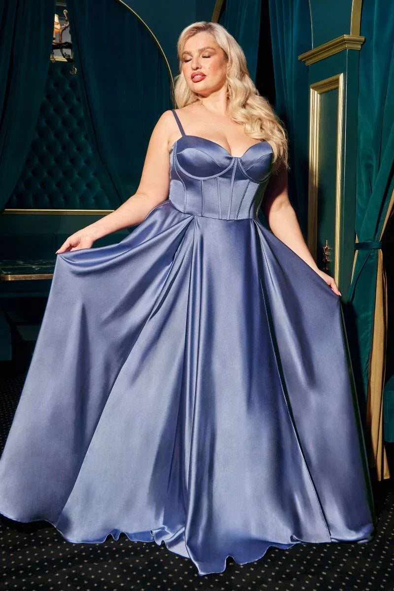 SELMA GOWN A LINE LUXE SATIN BUSTIER DRESS
