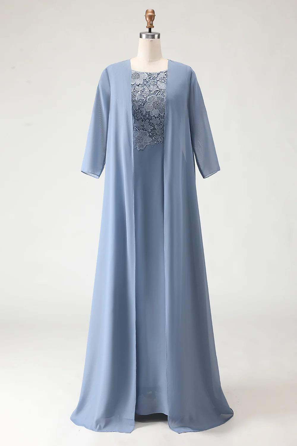 2 Piece Dusk A Line Appliqued Long Mother of the Bride Dress with Cape