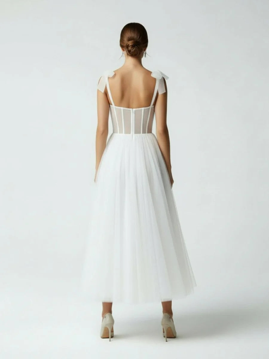 Sex Short White Wedding Dresses With Tulle Tea Length