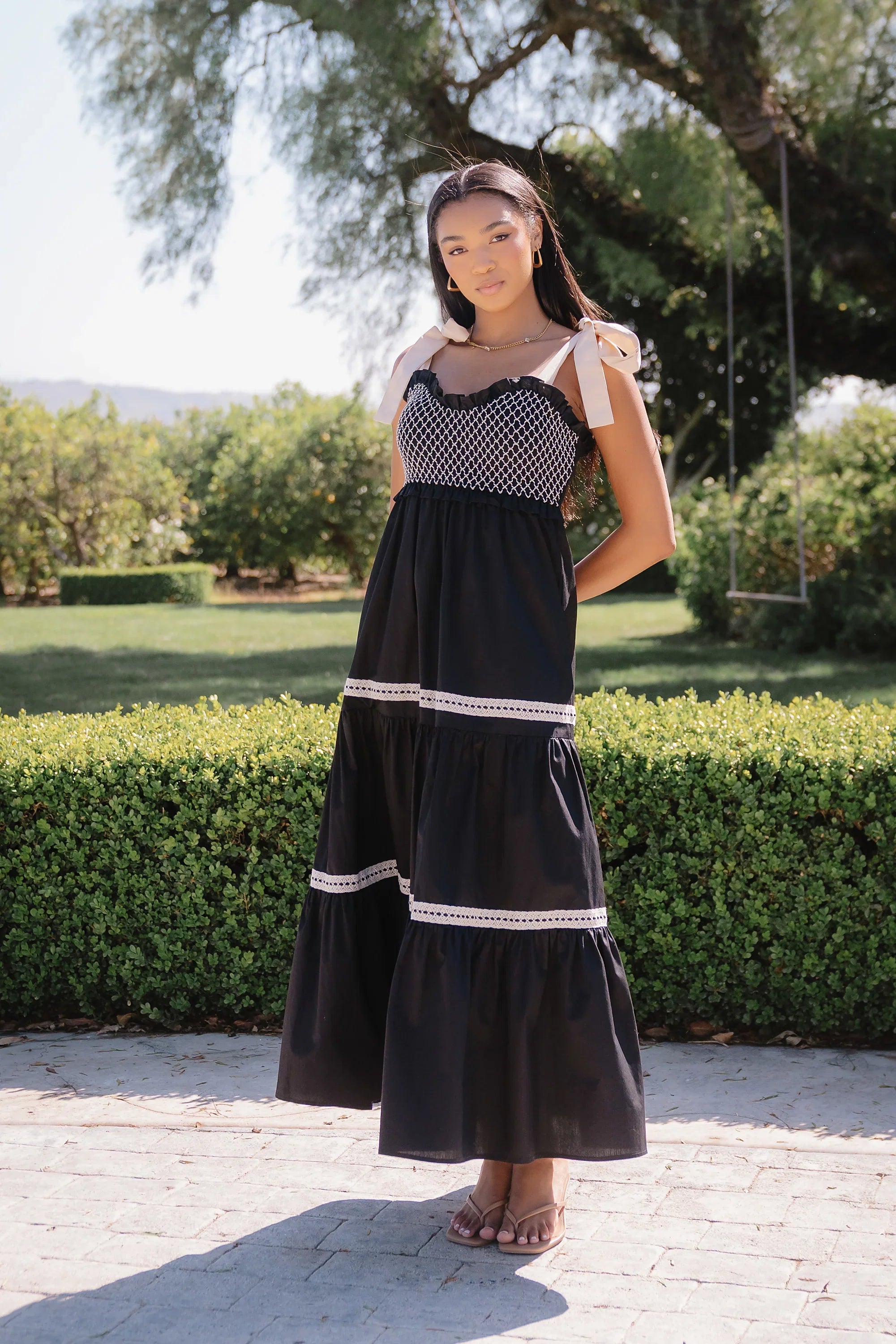 Mollie Tiered Maxi Dress in Black
