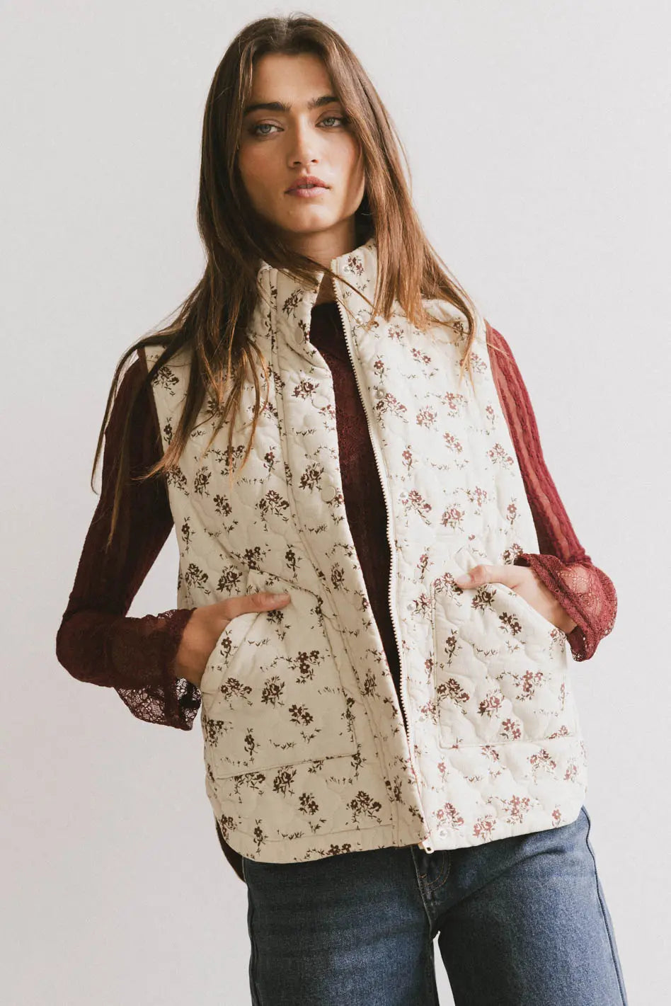 Fletcher Quilted Floral Vest FINAL SALE