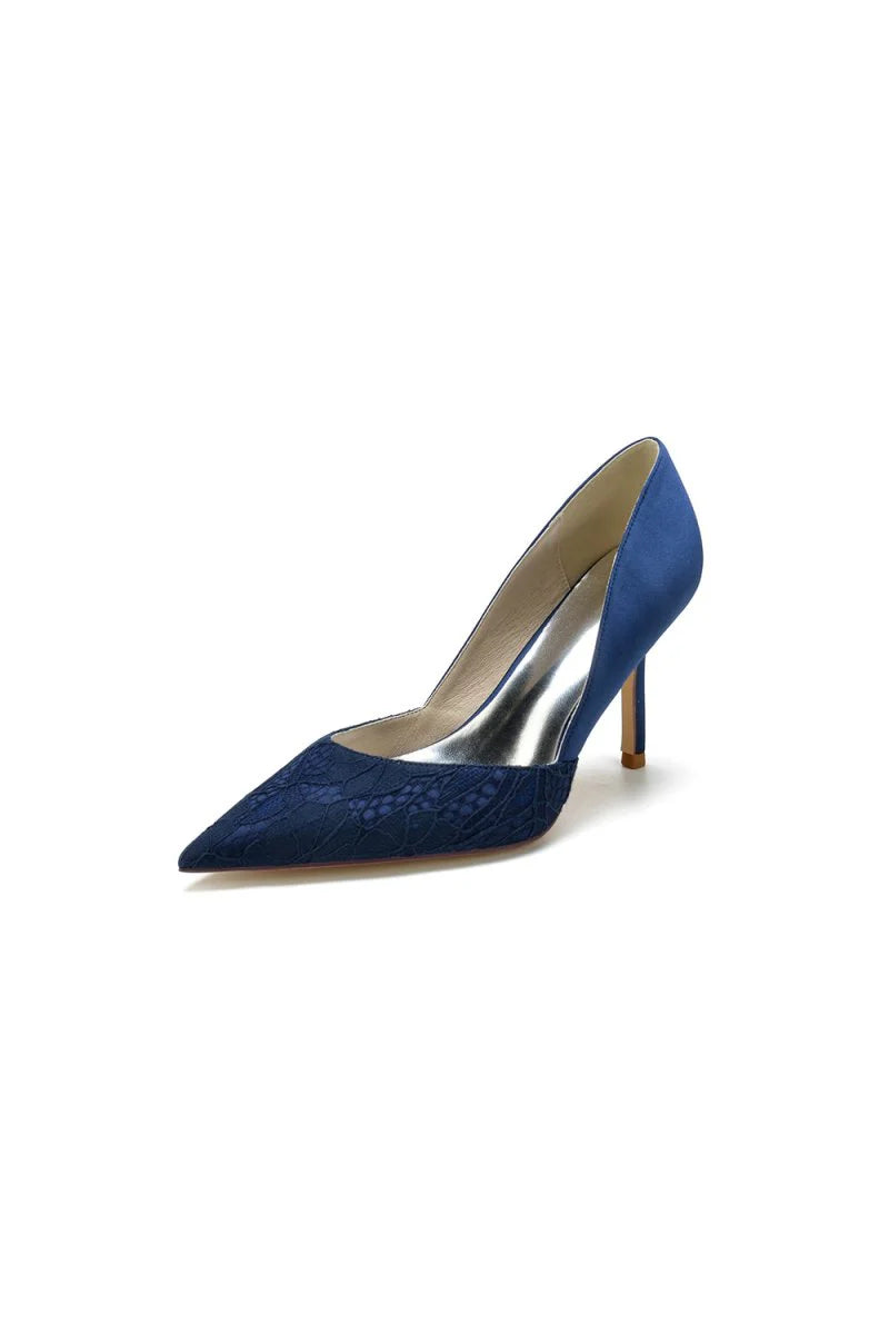 Pointed Toe Lace Pattern Stiletto Heels
