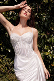 Teagan Gown Off White Fitted Satin Lace Dress