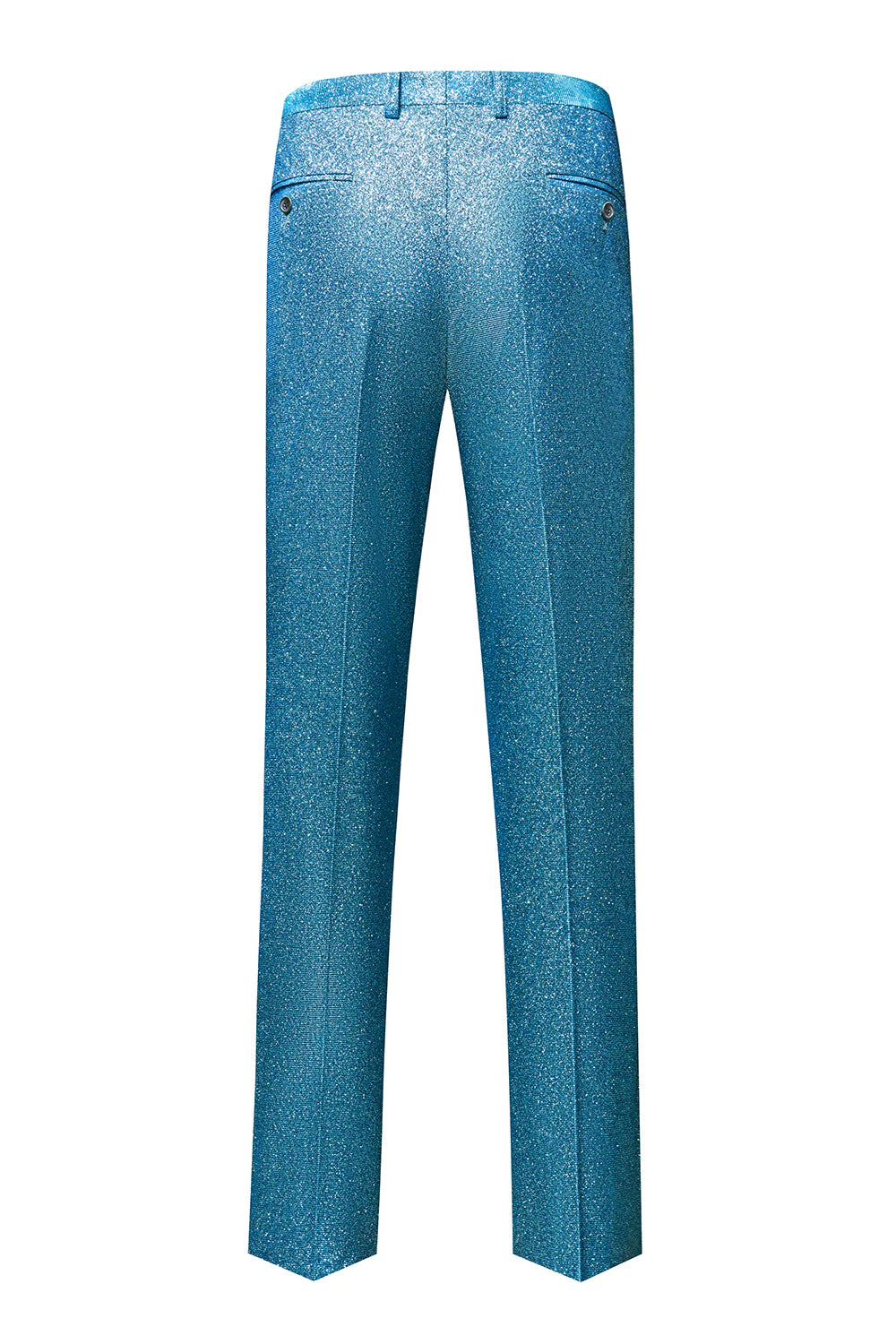 Mens Peacock Blue Sparkly Peak Lapel One Button 2 Piece Prom Suits