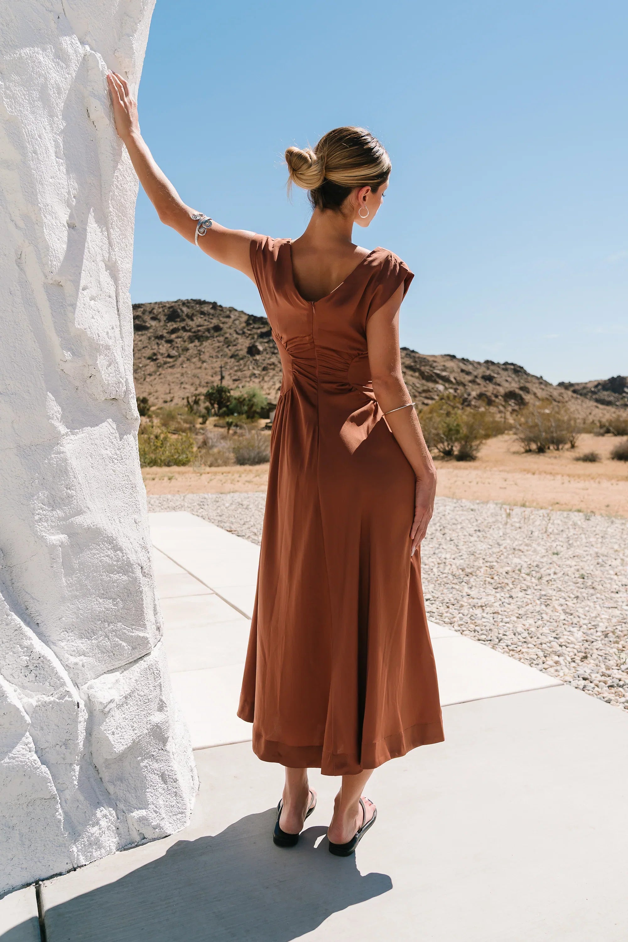 Nora Midi Dress in Terracotta