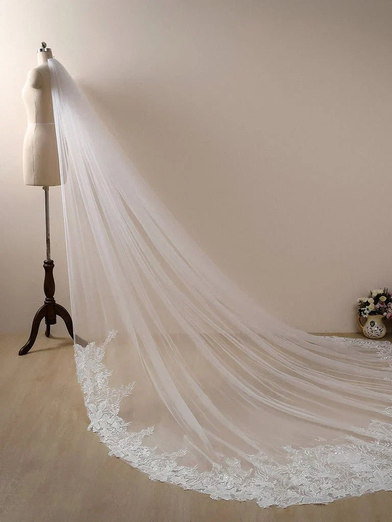 Flower Lace Cathedral Veil Bridal Veil Wedding Veil