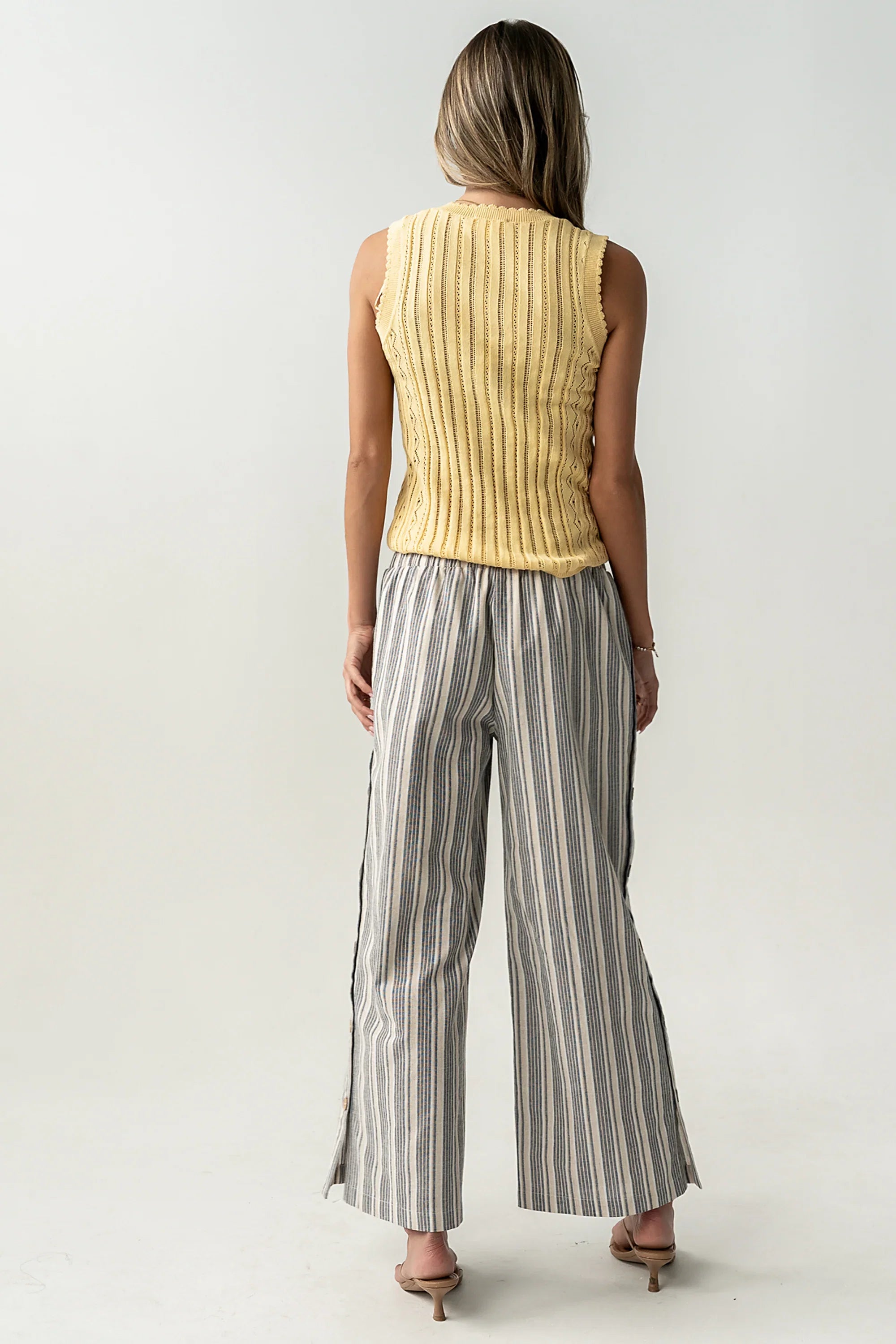 Lina Pointelle Knit Tank in Yellow