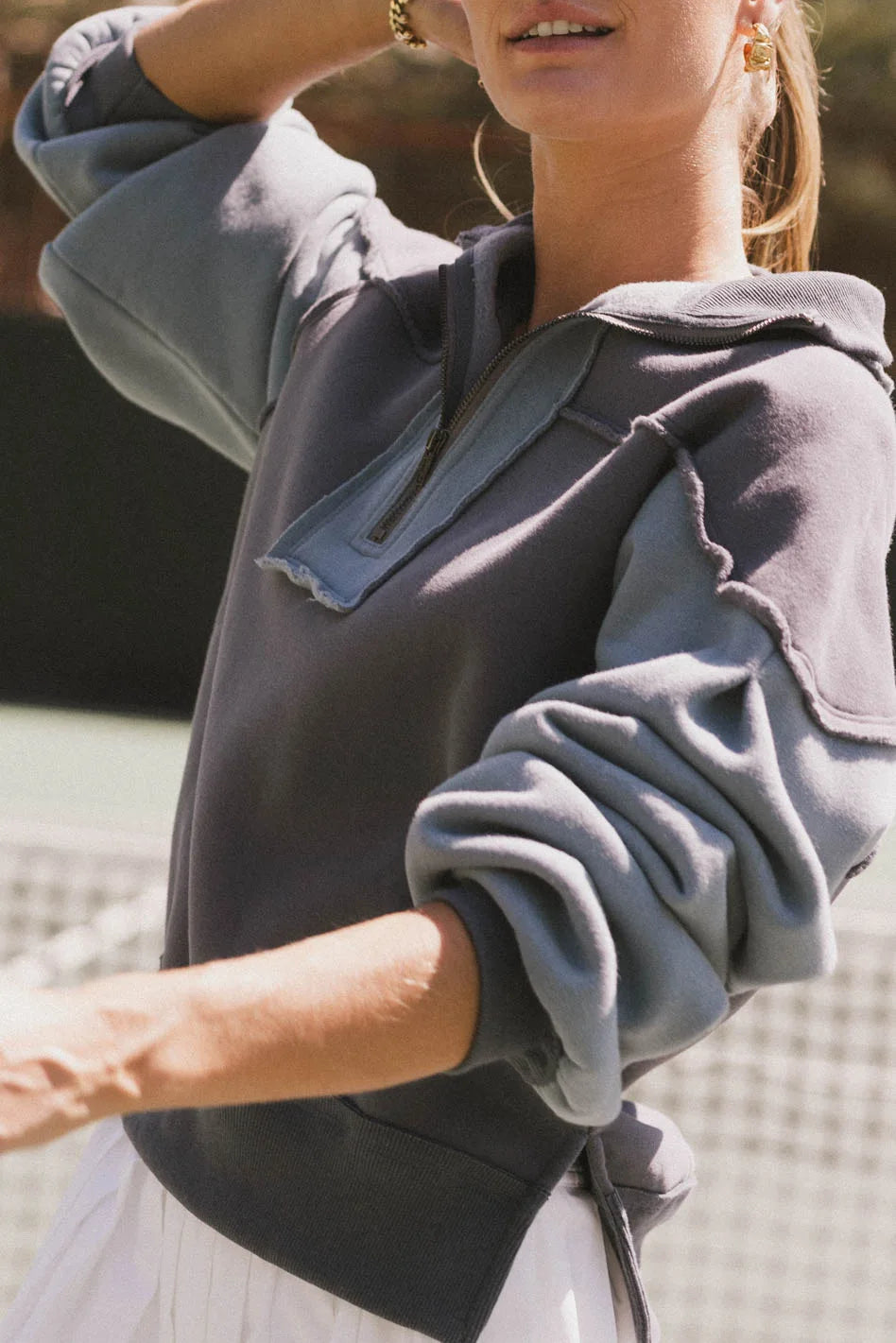 Zeya Half Zip Sweatshirt in Blue FINAL SALE