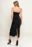 TEMPTATION BLACK VELVET LACE MIDI DRESS FINAL SALE