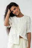 Cassidy Embroidered Button Up in Ivory