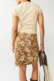 Juno Floral Mini Skirt in Camel