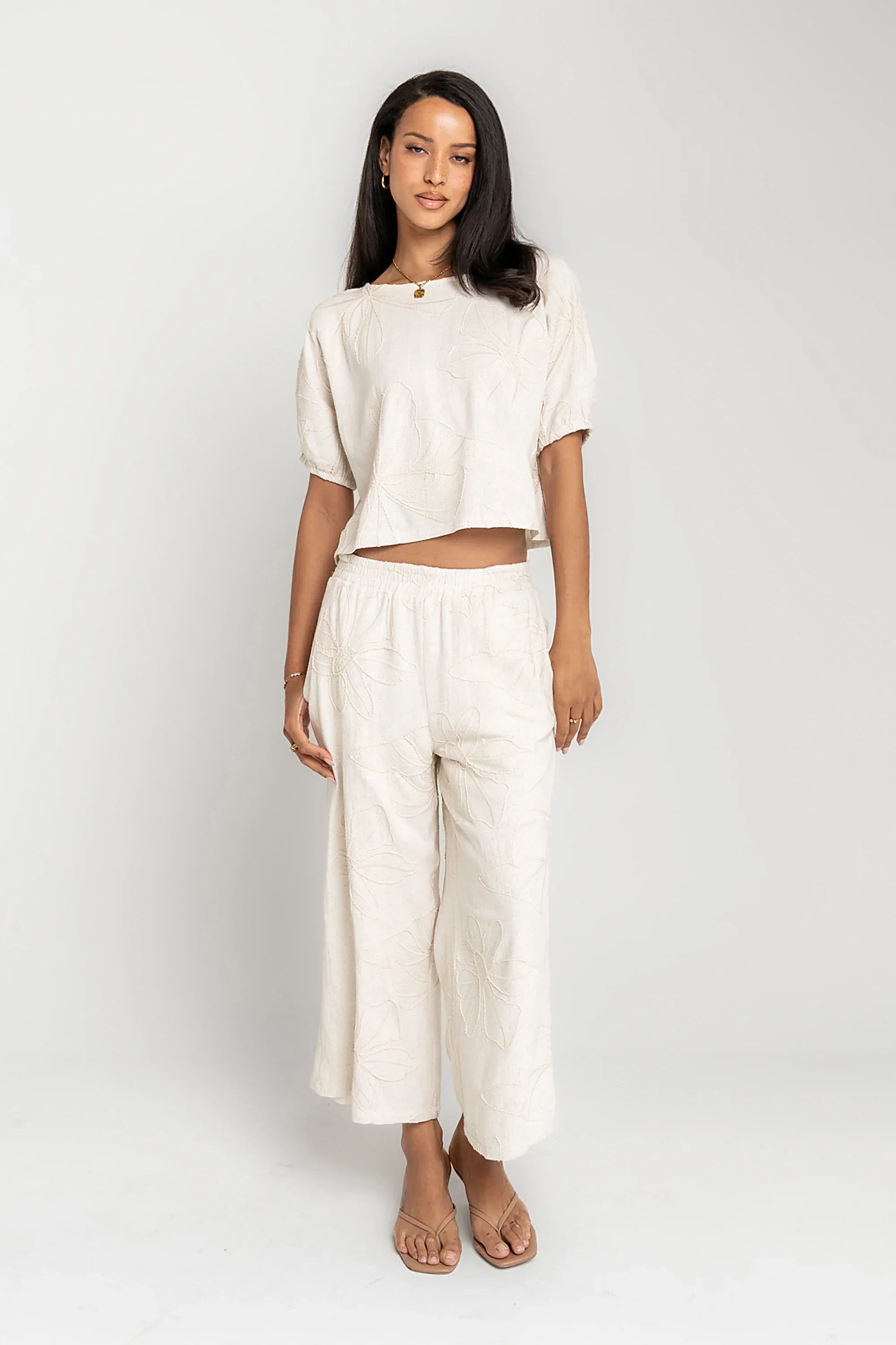 Kortney Floral Oversized Top in Natural