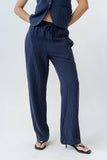 Vivienne Pinstripe Wide Leg Pants in Navy