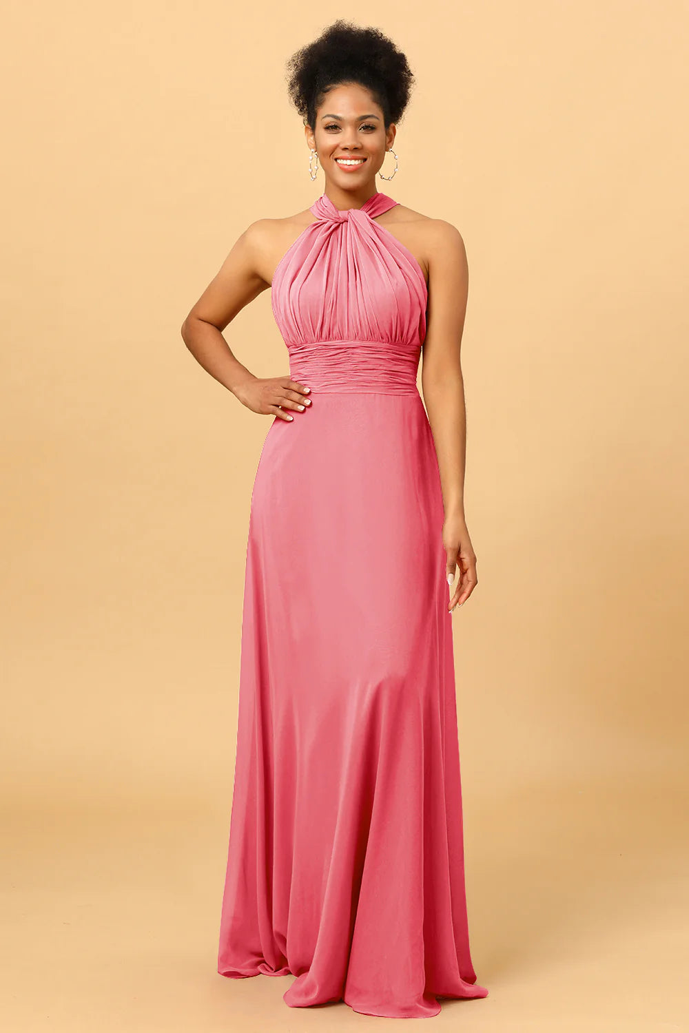 A Line Convertible Long Chiffon Bridesmaid Dress