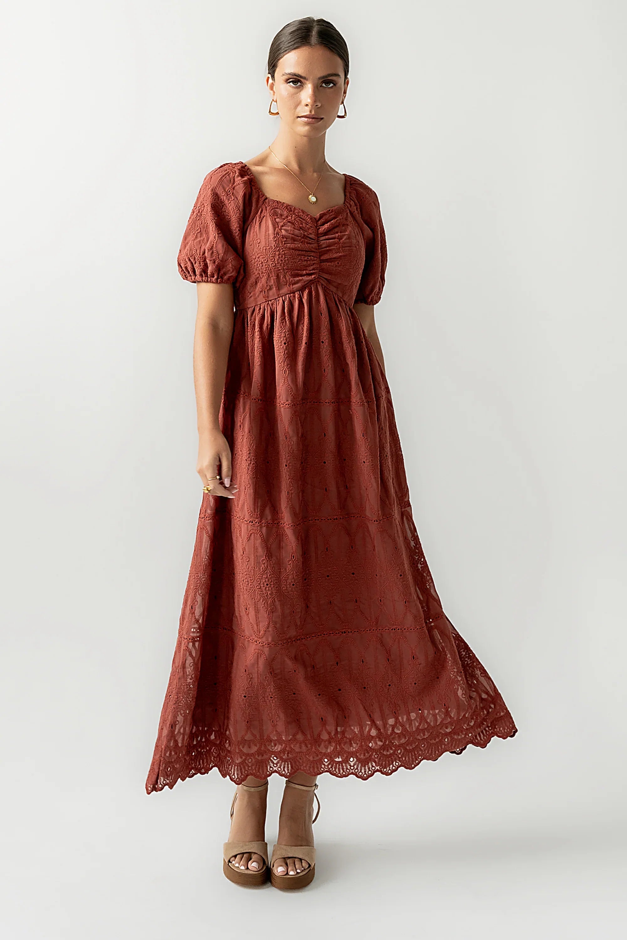Luca Embroidered Maxi Dress in Dark Berry FINAL SALE