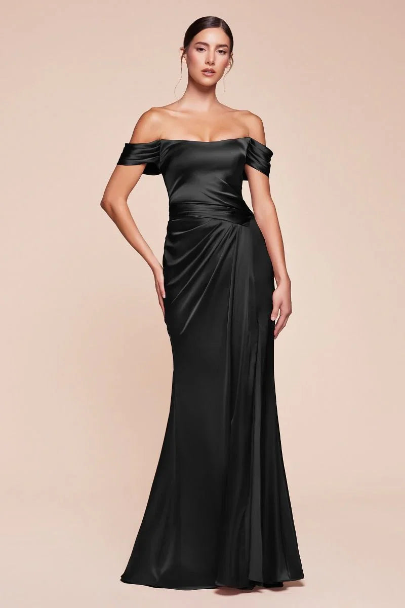 EMERSON GOWN OFF THE SHOULDER LUXE SATIN DRESS