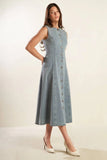 NAUTICAL NICE LIGHT DENIM MIDI DRESS