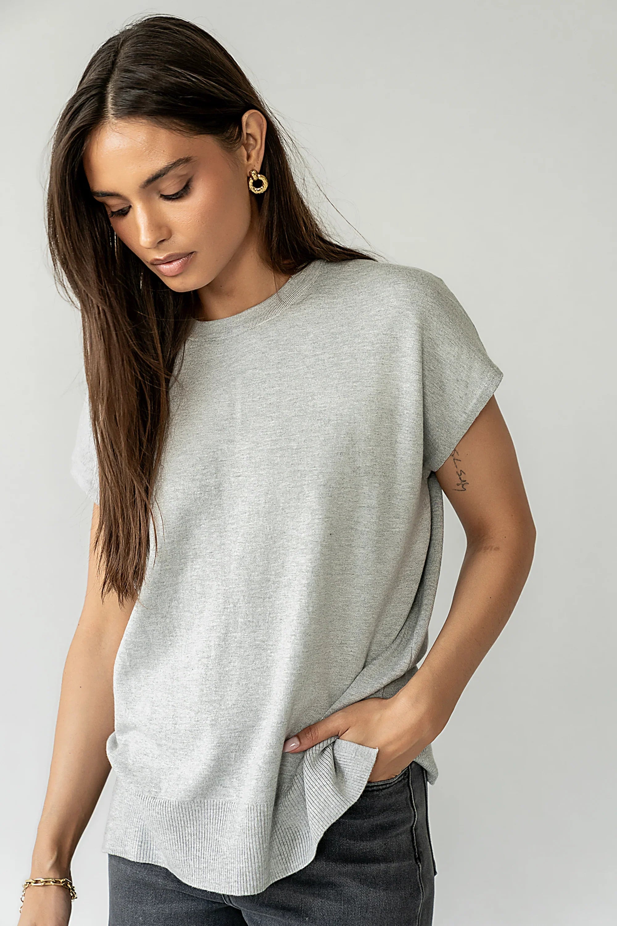 Jensen Knit Top in Grey FINAL SALE